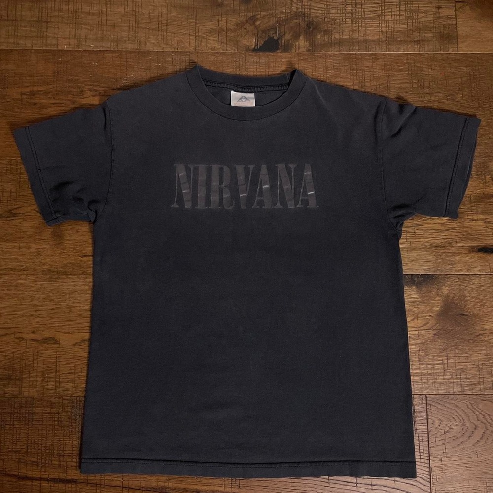 Nirvana Band Tee Mens M Black Grunge Faded Triple Black Rock Graphic Shirt